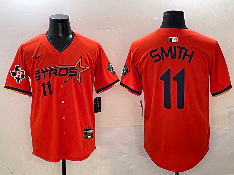 Men Houston Astros #11 Smith Orange three generations Joint Name Nike 2025 MLB Jersey style 2